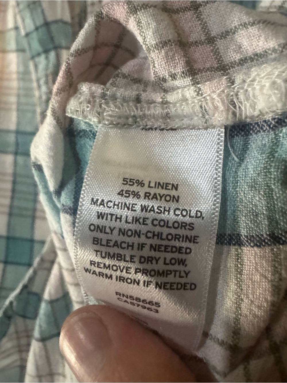 Caslon Light Teal and Off-White Plaid Short Sleeve Button Shirt - Size M - Picture 5 of 5